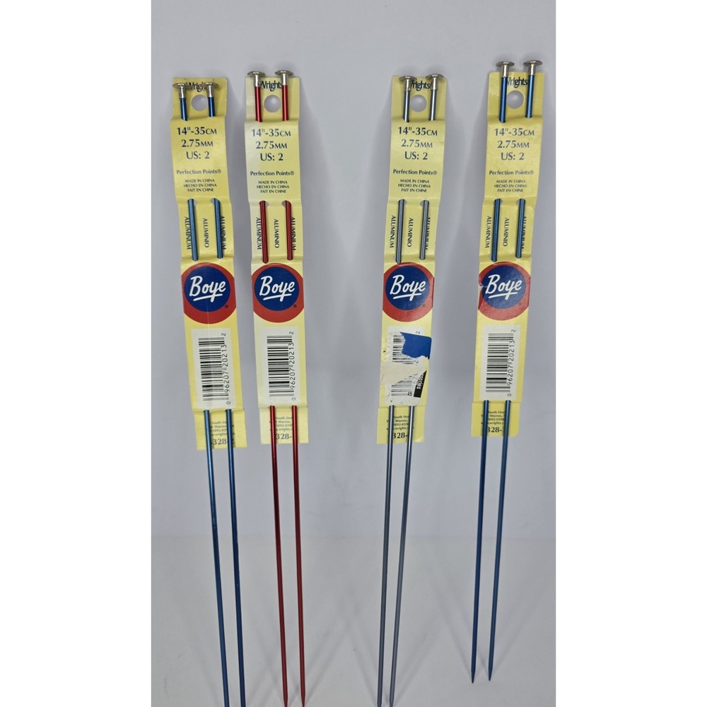 NEW‎ 4 Sets of 2 Wrights Boye Aluminum Knitting Needles Size 2 Multi Color